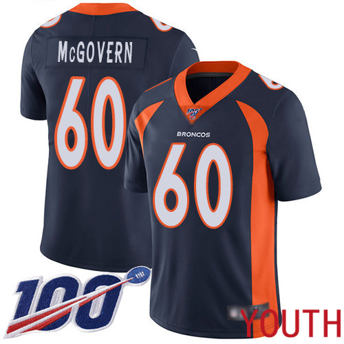 Youth Denver Broncos #60 Connor McGovern Navy Blue Alternate Vapor Untouchable Limited Player 100th Season Football NFL Jersey